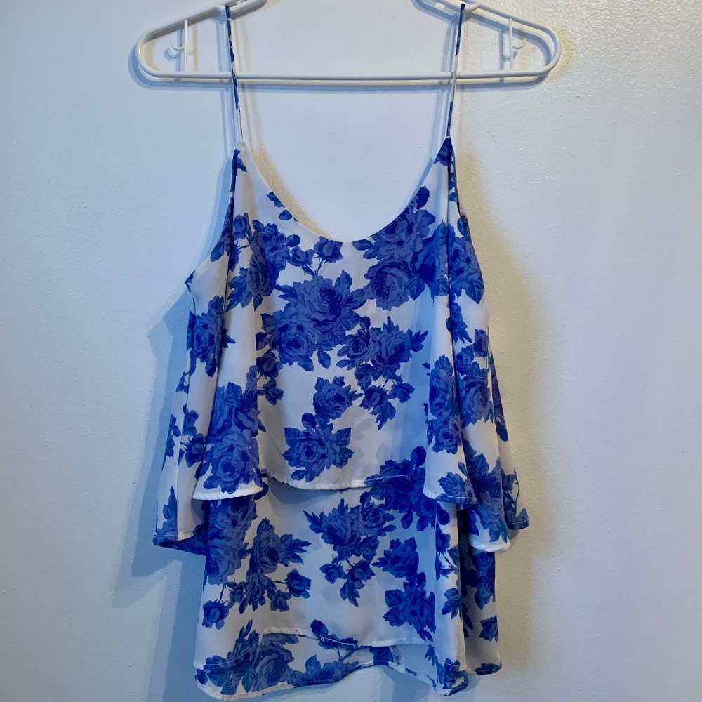 Blue Floral Tank Top